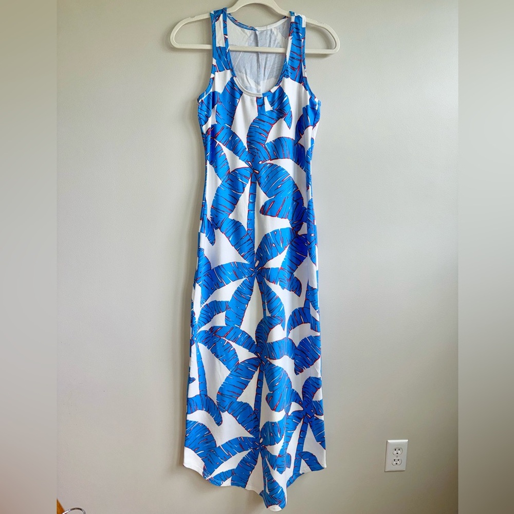 MAHI GOLD Blue and White Maxi Dress